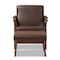 Baxton Studio Bianca Walnut Wood Brown Faux Leather Lounge Chair and Ottoman Set 140-7544-7547 - alternate 2